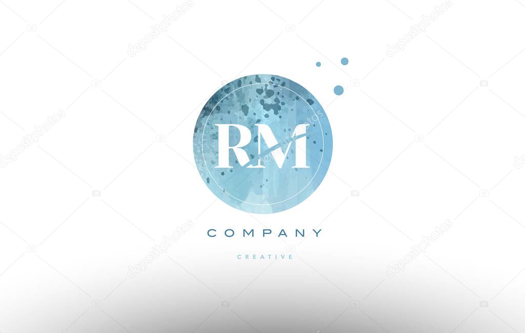 rm r m  watercolor grunge vintage alphabet letter logo