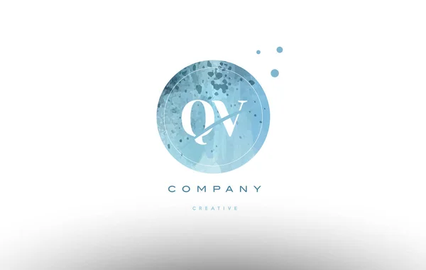 Qv q v  watercolor grunge vintage alphabet letter logo — Stock Vector