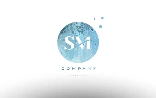 Sm s m  watercolor grunge vintage alphabet letter logo — Stock Vector