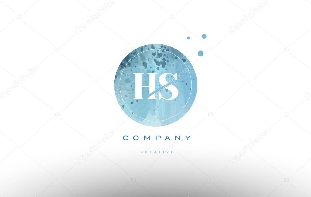Hs h s  watercolor grunge vintage alphabet company letter combination logo circle design vector icon template