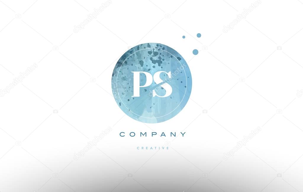 Ps p s  watercolor grunge vintage alphabet company letter combination logo circle design vector icon template