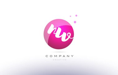 Batı n w küre pembe 3d el Alfabe harf logo yazılı