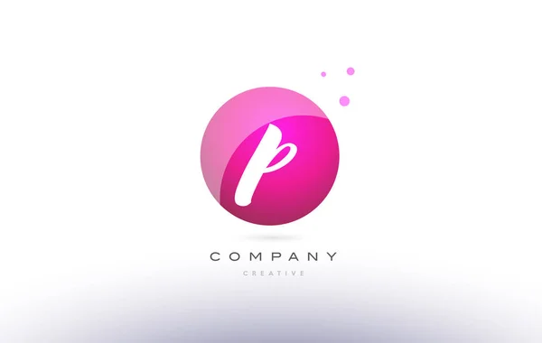 P bol roze 3d hand geschreven alfabet letter logo — Stockvector