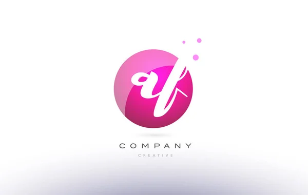 AF en f sfär rosa 3d handskriven alfabetet brev logotyp — Stock vektor