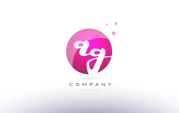 Ag a g  sphere pink 3d hand written alphabet letter logo — Stock Vector