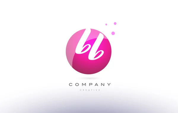 Bb b b bol roze 3d hand geschreven alfabet letter logo — Stockvector