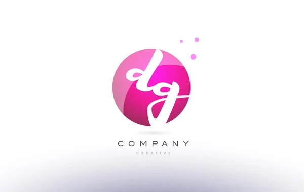 DG d g sfär rosa 3d handskrivna alfabetet brev logotyp — Stock vektor