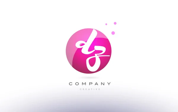 Jd d z сфери рожевий 3d рукописний логотип літери — стоковий вектор