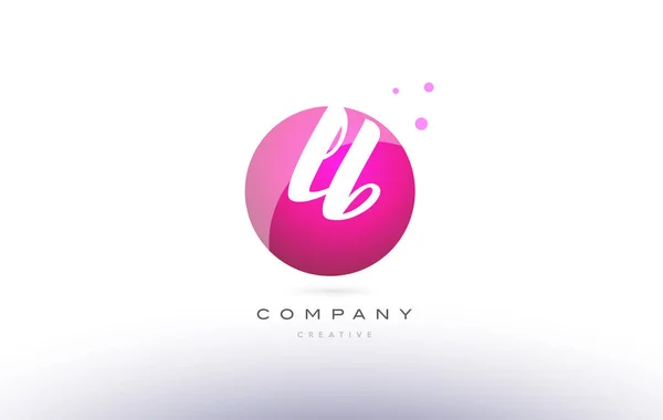 LB l b bol roze 3d hand geschreven alfabet letter logo — Stockvector