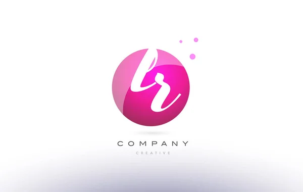 LR l r bol roze 3d hand geschreven alfabet letter logo — Stockvector