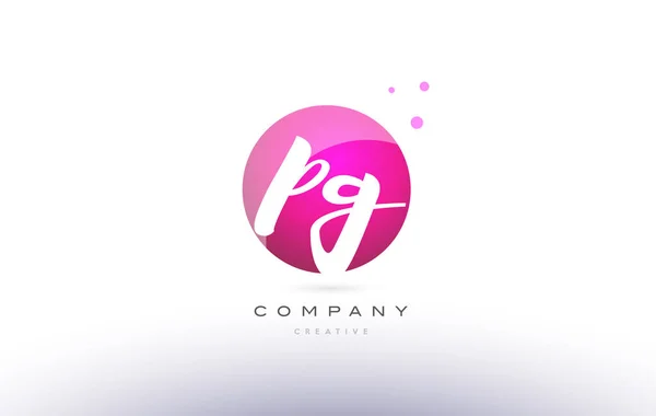 PG p g bol roze 3d hand geschreven alfabet letter logo — Stockvector