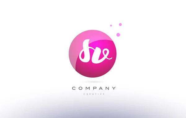 SV s v bol roze 3d hand geschreven alfabet letter logo — Stockvector