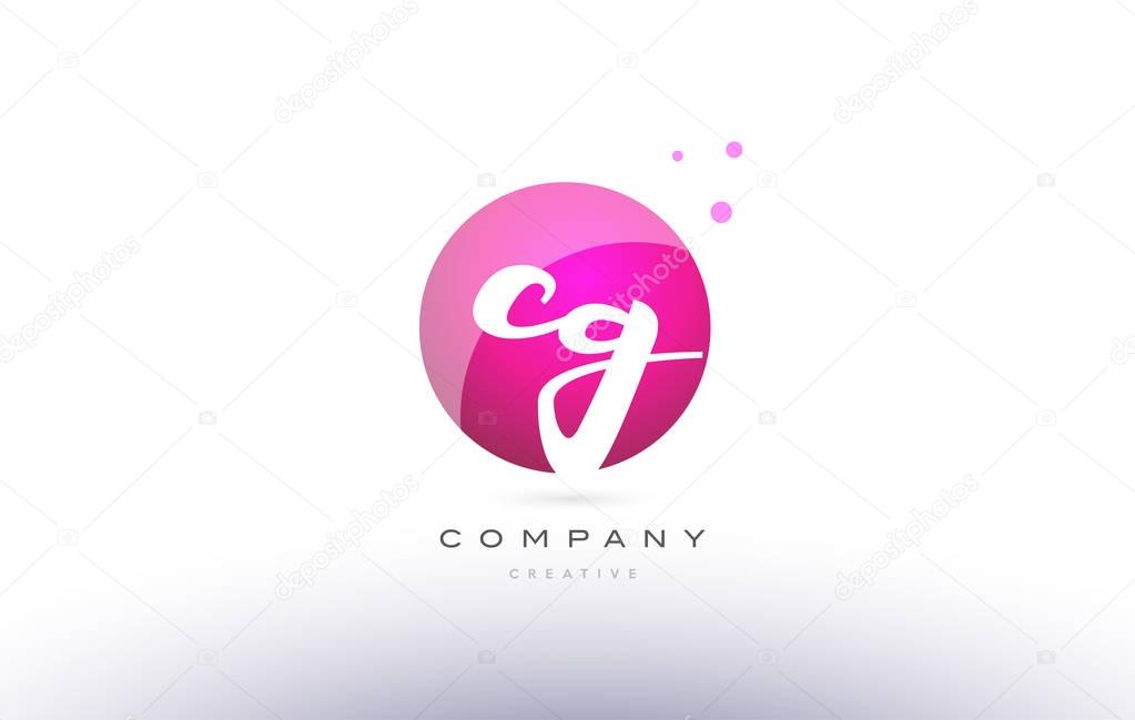 cg c g  sphere pink 3d hand written alphabet letter logo