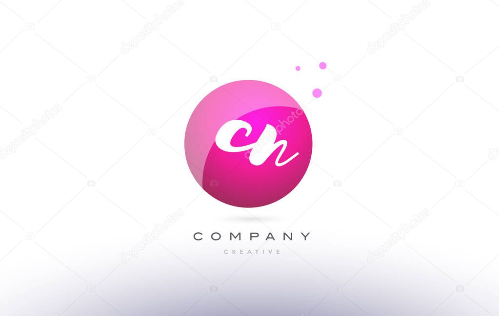 Cn c n  sphere pink 3d alphabet company letter combination logo hand writting written design vector icon template