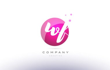 WF w f küre pembe 3d el Alfabe harf logo yazılı