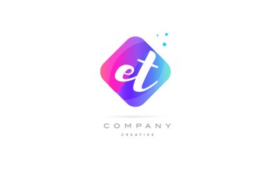et e t pembe mavi rhombus soyut el yazılı şirket l harfi