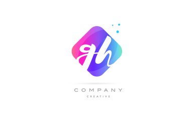 GH g h pembe mavi rhombus soyut el yazılı şirket l harfi