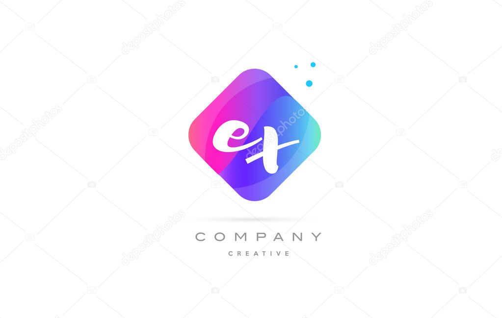 ex e x  pink blue rhombus abstract hand written company letter l