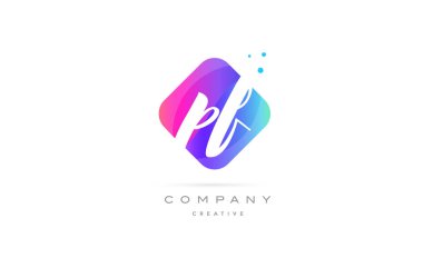 PF p f pembe mavi rhombus soyut el şirket l harfi yazılmış.