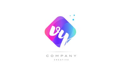 Vy v y pembe mavi rhombus soyut el şirket l harfi yazılmış.