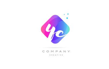 YC y c pembe mavi rhombus soyut el şirket l harfi yazılmış.