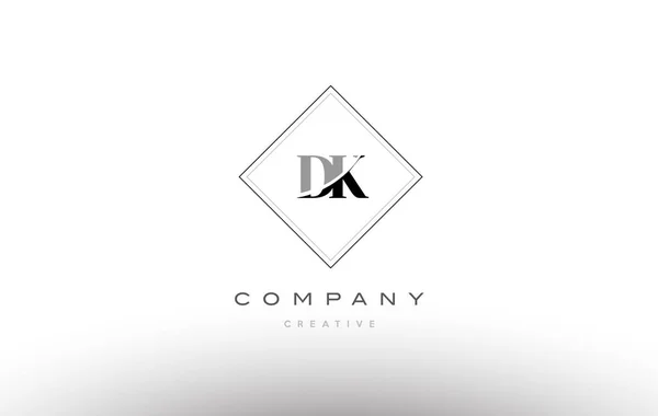 Dk d k retro vintage preto branco alfabeto letra logotipo —  Vetores de Stock