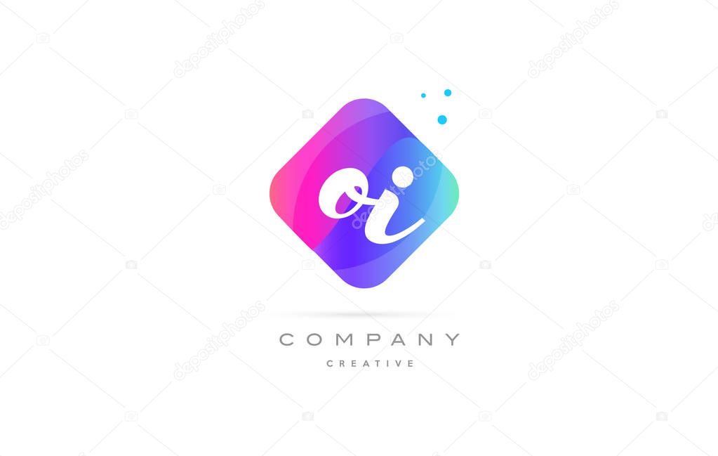 oi o i  pink blue rhombus abstract hand written company letter l
