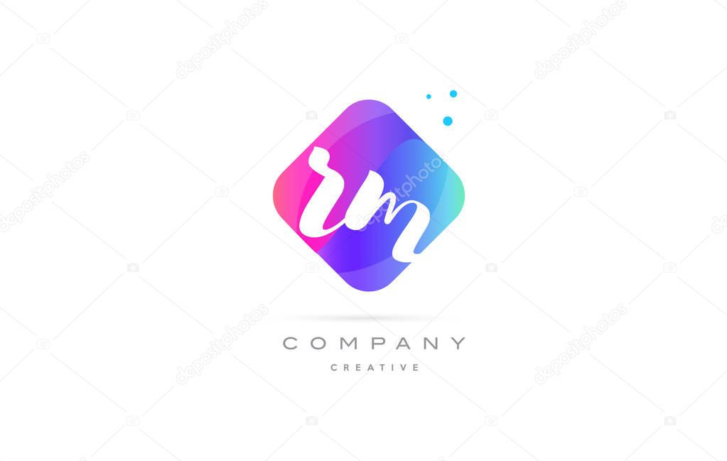 rm r m  pink blue rhombus abstract hand written company letter l