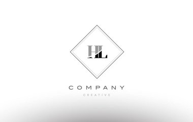HL s l retro vintage siyah beyaz Alfabe harf logo
