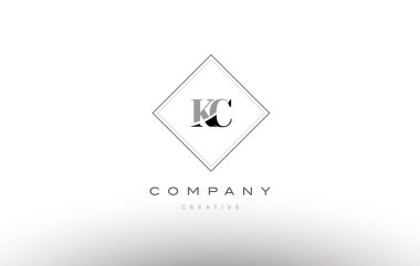 KC k c retro vintage siyah beyaz Alfabe harf logo