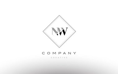 Batı n w retro vintage siyah beyaz Alfabe harf logo