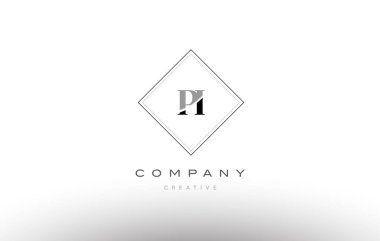 Pi p ben retro vintage siyah beyaz Alfabe harf logo