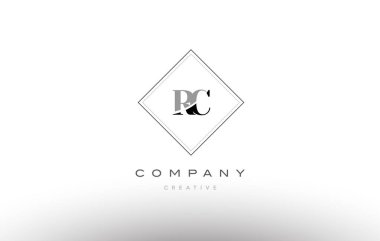 RC r c retro vintage siyah beyaz Alfabe harf logo