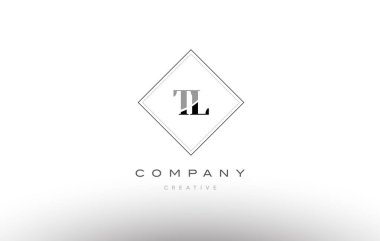 TL t l retro vintage siyah beyaz Alfabe harf logo