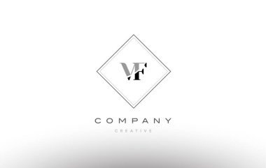 VF v f retro vintage siyah beyaz Alfabe harf logo