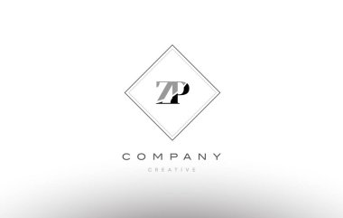 ZP z p retro vintage siyah beyaz Alfabe harf logo