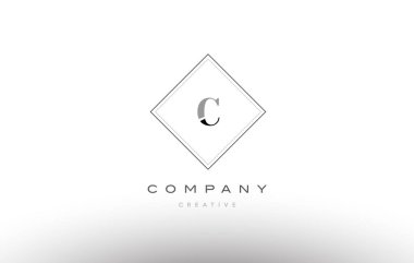 c retro vintage siyah beyaz Alfabe harf logo
