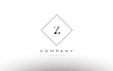 z retro vintage siyah beyaz Alfabe harf logo