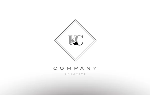 Kc k c  retro vintage black white alphabet letter logo — Stock Vector