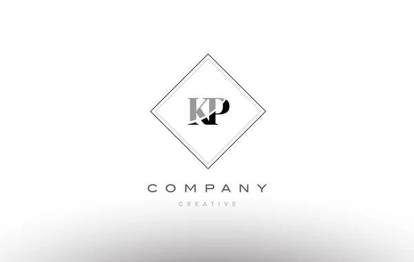 KP k p retro vintage alfabet biały czarny list logo — Wektor stockowy