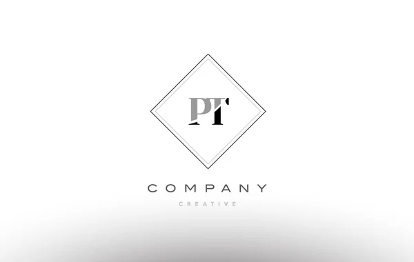 Pt p t  retro vintage black white alphabet letter logo — Stock Vector