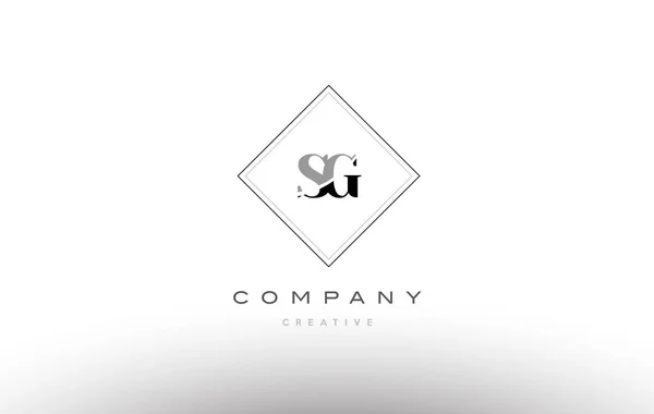 Sg s g retro vintage preto branco alfabeto letra logotipo — Vetor de Stock