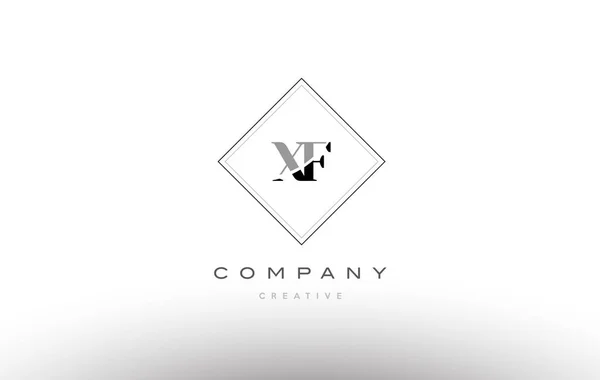 Xf x f  retro vintage black white alphabet letter logo — Stock Vector