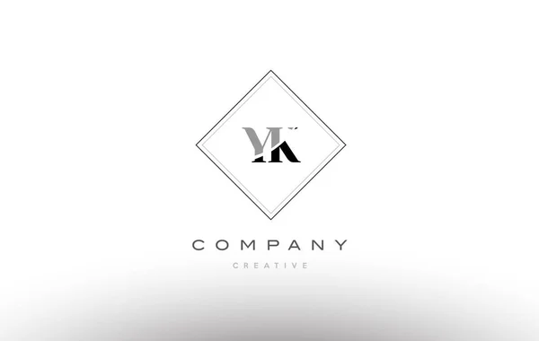 Yk y k retro vintage preto branco alfabeto letra logotipo —  Vetores de Stock