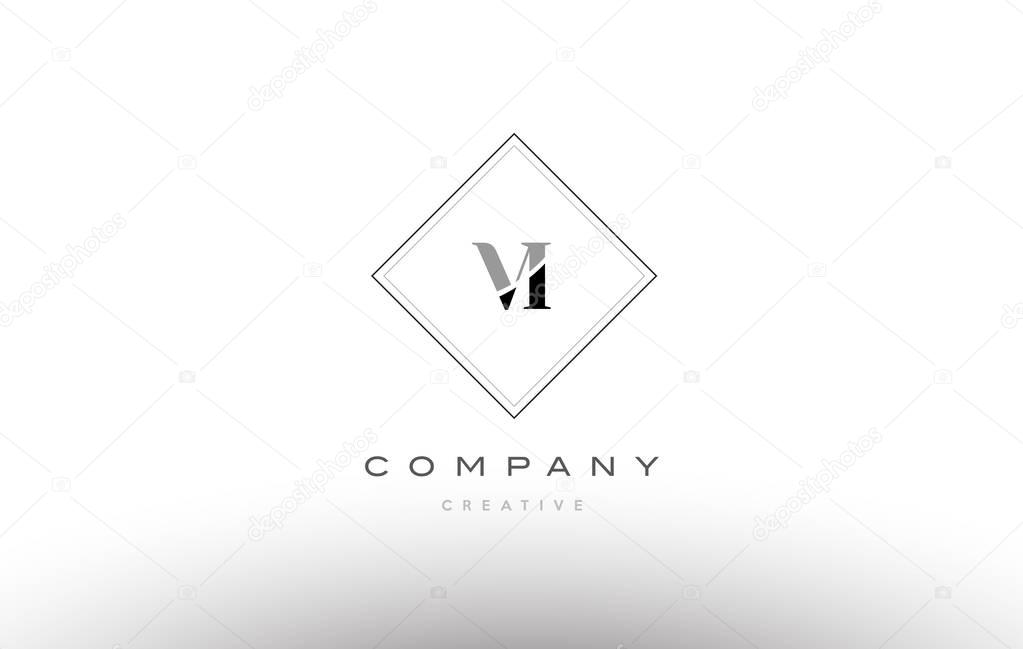 Vi v i  retro vintage black white alphabet company letter logo line design vector icon template
