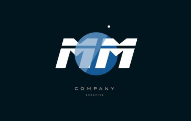 mm m m mavi beyaz daire büyük yazı tipi alfabe şirket mektup logosu