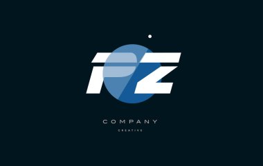 PZ p z mavi beyaz daire büyük yazı tipi alfabe şirket mektup logosu