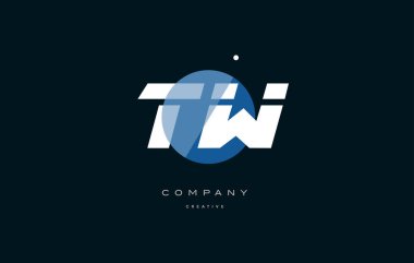 tw t w mavi beyaz daire büyük yazı tipi alfabe şirket mektup logosu