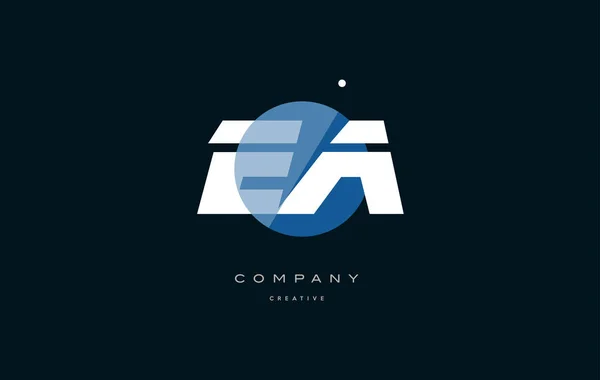 EA e mavi beyaz daire büyük yazı tipi alfabe şirket mektup logosu — Stok Vektör