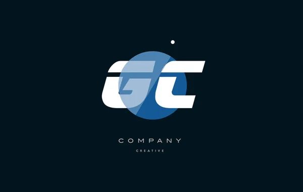 Gc g c c círculo blanco azul letra grande alfabeto empresa letra logo — Vector de stock